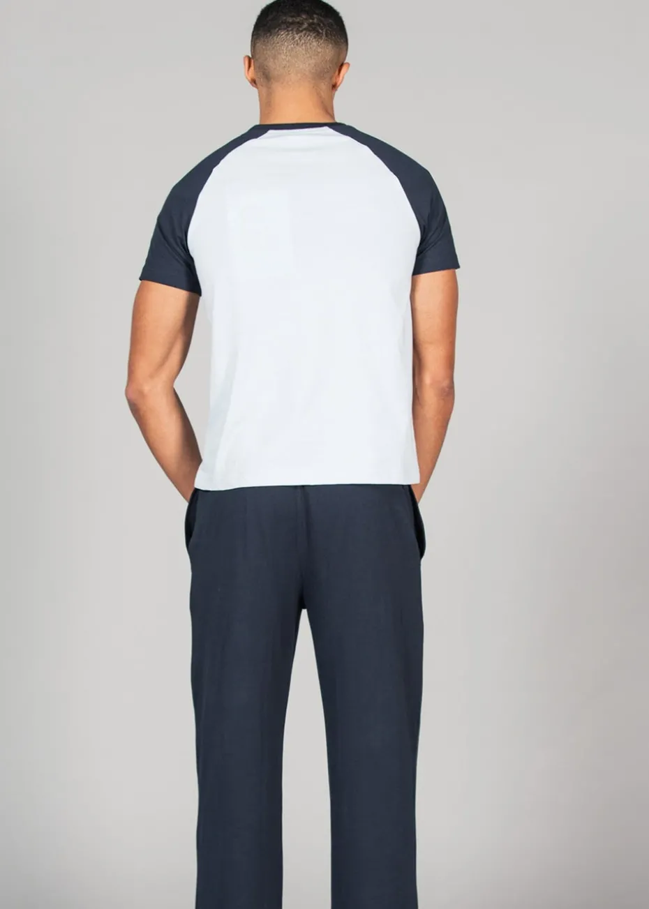 Tokyo Laundry Blue Cotton 2-Piece Raglan Top and Jersey Bottoms Set