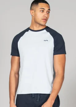 Tokyo Laundry Blue Cotton 2-Piece Raglan Top and Jersey Bottoms Set