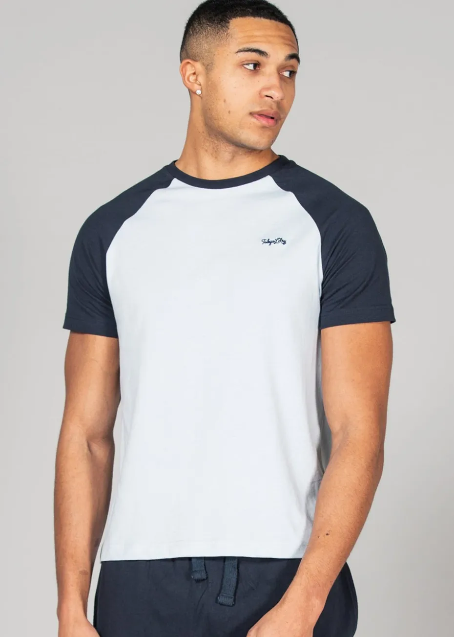 Tokyo Laundry Blue Cotton 2-Piece Raglan Top and Jersey Bottoms Set