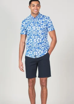 Tokyo Laundry Blue Cotton Short Sleeve Button-Up Printed Shirt