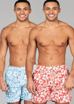 Tokyo Laundry Blue Printed Swim Shorts 2-Pack