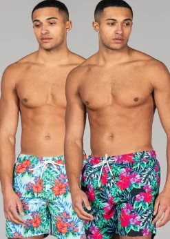 Tokyo Laundry Blue Printed Swim Shorts 2-Pack