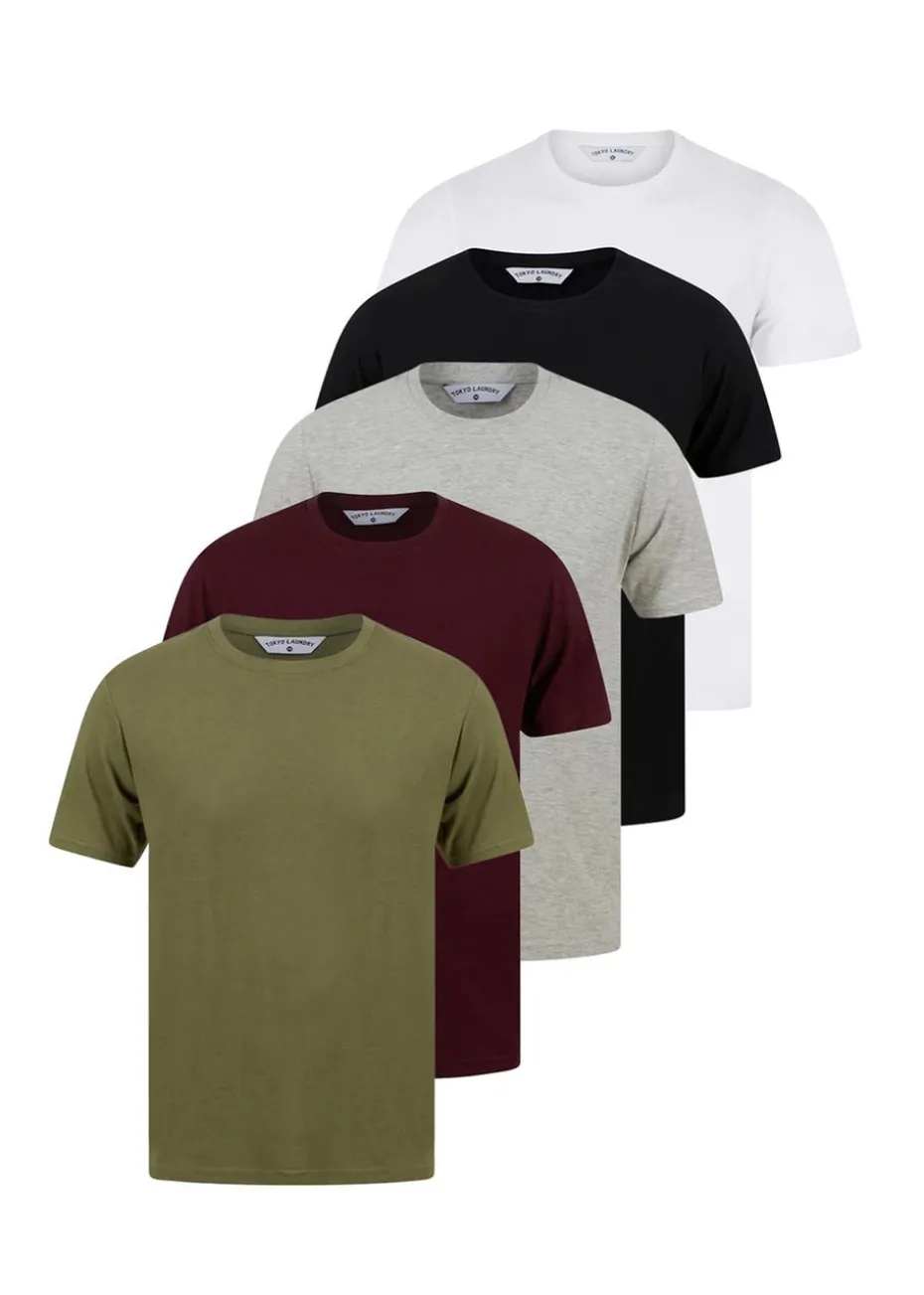 Tokyo Laundry Burgundy Cotton 5-Pack Short Sleeve T-Shirts