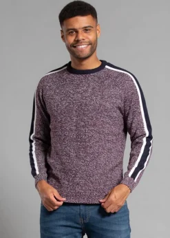 Tokyo Laundry Burgundy Crew Neck Jumper with Contrast Sleeve
