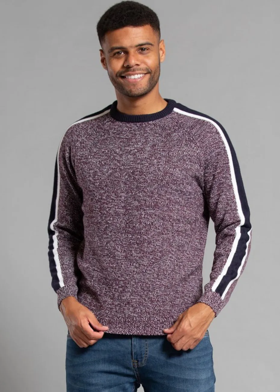 Tokyo Laundry Burgundy Crew Neck Jumper with Contrast Sleeve