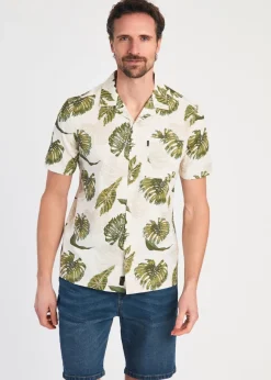 Tokyo Laundry Green Cotton Printed Poplin Short Sleeve Shirt