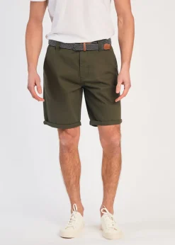 Tokyo Laundry Green Cotton Belted Chino Shorts