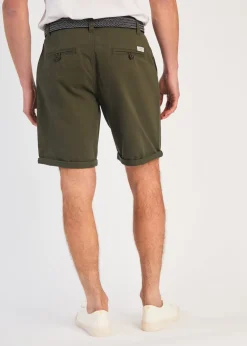 Tokyo Laundry Green Cotton Belted Chino Shorts
