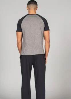 Tokyo Laundry Grey Cotton 2-Piece Raglan Top and Jersey Bottoms Set