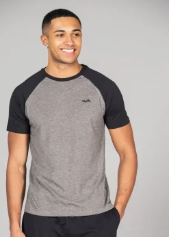 Tokyo Laundry Grey Cotton 2-Piece Raglan Top and Jersey Bottoms Set