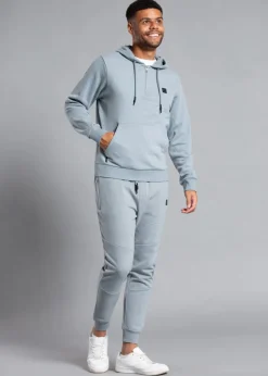 Tokyo Laundry Grey Cotton Blend Hoody with Neck Zip Fastening