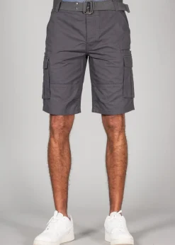Tokyo Laundry Grey Cotton Ripstop Cargo Shorts