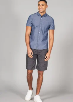 Tokyo Laundry Grey Cotton Ripstop Cargo Shorts