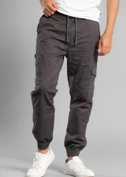 Tokyo Laundry Grey Cotton Drawstring Cargo Trousers