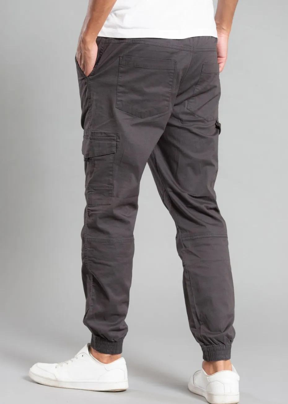 Tokyo Laundry Grey Cotton Drawstring Cargo Trousers
