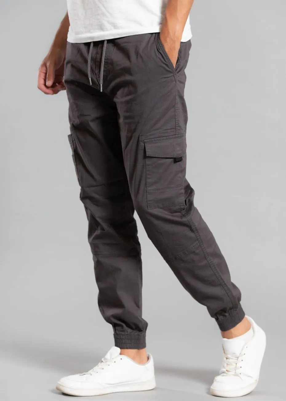 Tokyo Laundry Grey Cotton Drawstring Cargo Trousers