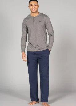 Tokyo Laundry Grey Cotton 2-Piece Top and Jersey Bottoms Pyjama Set