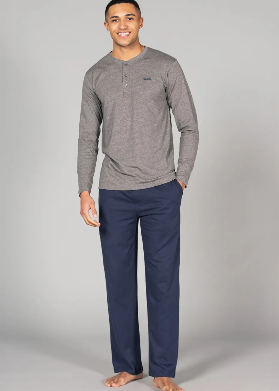 Tokyo Laundry Grey Cotton 2-Piece Top and Jersey Bottoms Pyjama Set