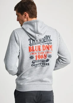 Tokyo Laundry Grey Printed Hoody With Drawcord