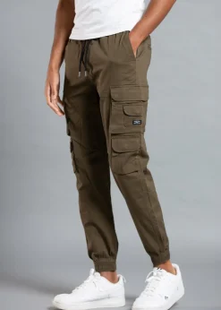 Tokyo Laundry Khaki Belted Cotton Cargo Trousers