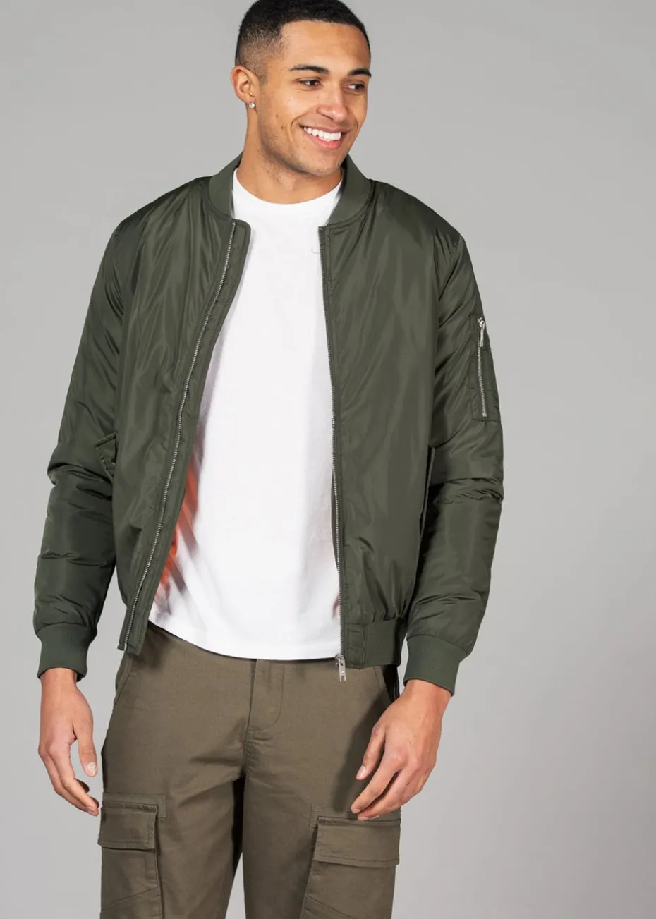 Tokyo Laundry Khaki Bomber Jacket with Zip Fastening