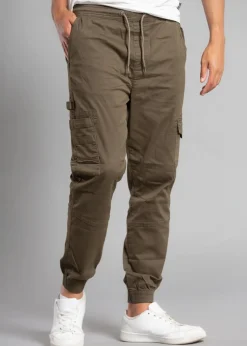 Tokyo Laundry Khaki Cotton Drawstring Cargo Trousers