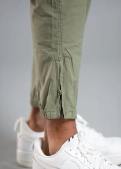 Tokyo Laundry Khaki Cotton Blend Cargo Trousers with Zipped Hems