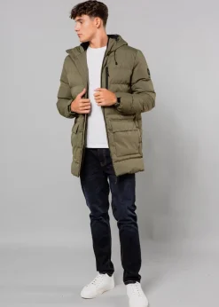 Tokyo Laundry Khaki Hooded Padded Parka Jacket with Toggles