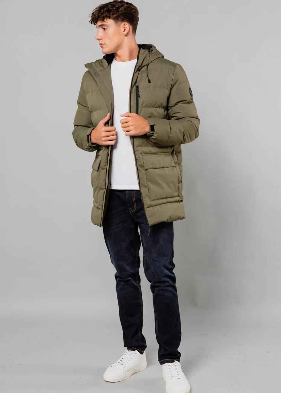 Tokyo Laundry Khaki Hooded Padded Parka Jacket with Toggles