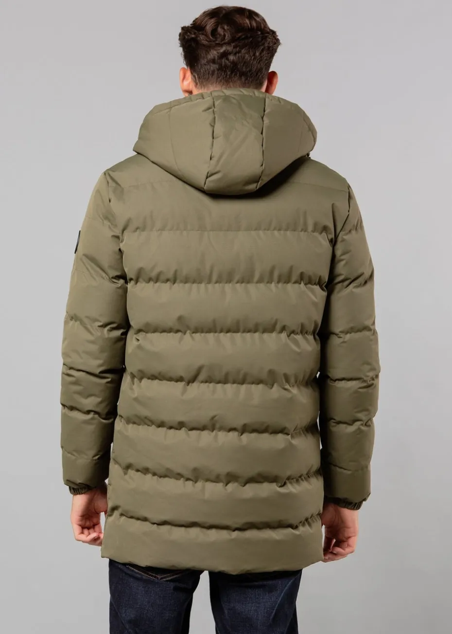 Tokyo Laundry Khaki Hooded Padded Parka Jacket with Toggles