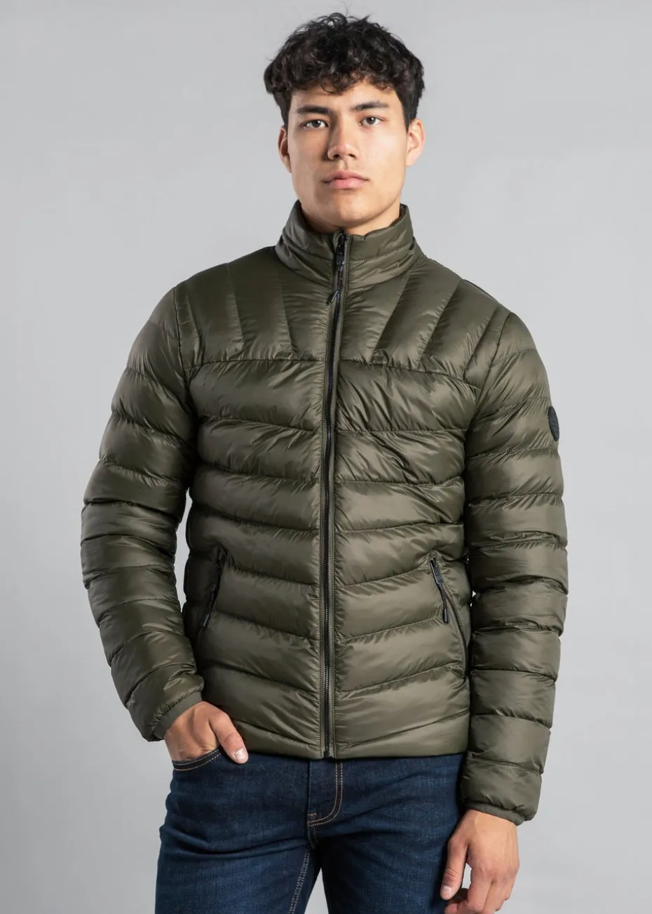 Tokyo Laundry Khaki Padded Funnel Neck Full Zip Jacket