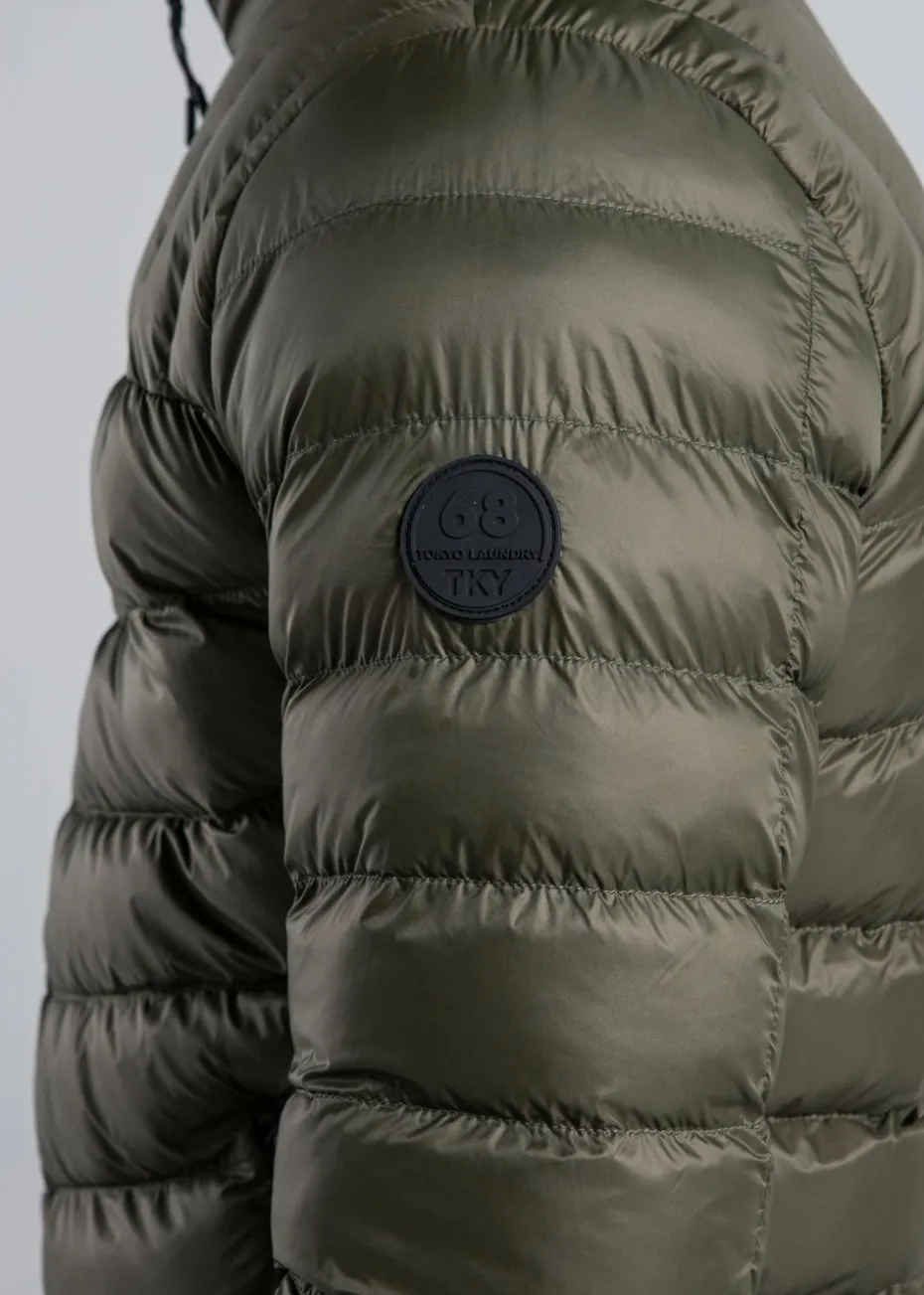 Tokyo Laundry Khaki Padded Funnel Neck Full Zip Jacket