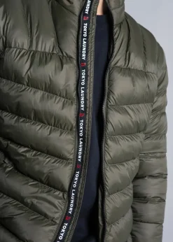 Tokyo Laundry Khaki Padded Funnel Neck Full Zip Jacket