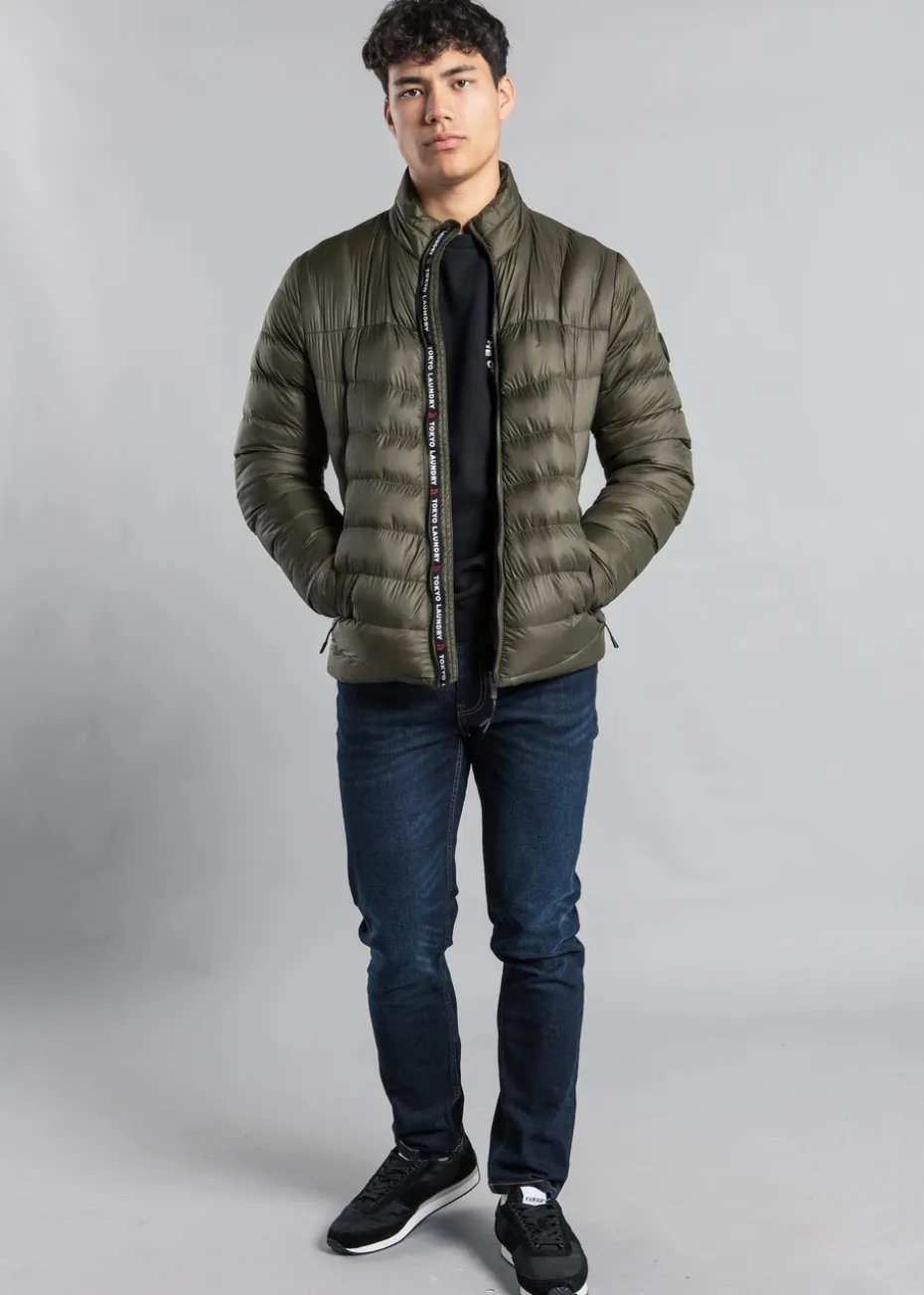 Tokyo Laundry Khaki Padded Funnel Neck Full Zip Jacket