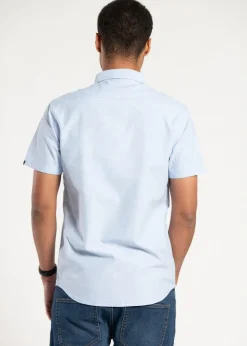 Tokyo Laundry Light Blue Cotton Short Sleeved Button-Up Oxford Shirt