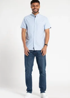 Tokyo Laundry Light Blue Cotton Short Sleeved Button-Up Oxford Shirt