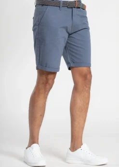 Tokyo Laundry Light Blue Cotton Belted Chino Shorts