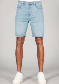 Tokyo Laundry Light Blue Cotton Blend Regular-Fit Denim Shorts