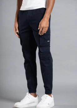Tokyo Laundry Navy Belted Cotton Cargo Trousers