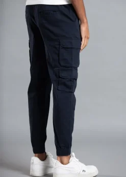 Tokyo Laundry Navy Belted Cotton Cargo Trousers