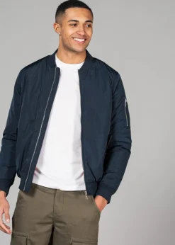 Tokyo Laundry Navy Bomber Jacket with Zip Fastening