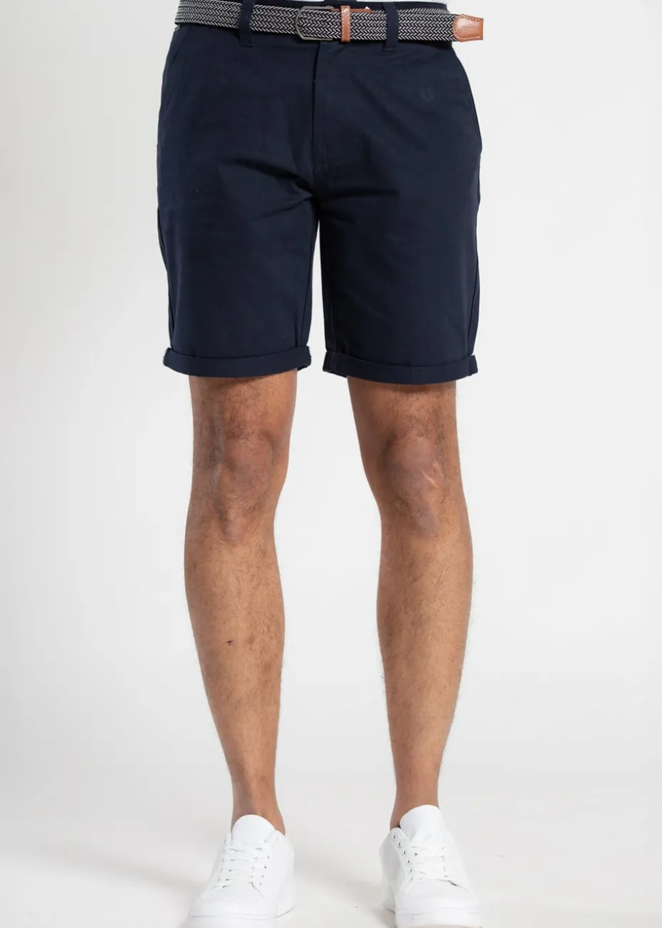 Tokyo Laundry Navy Cotton Belted Chino Shorts