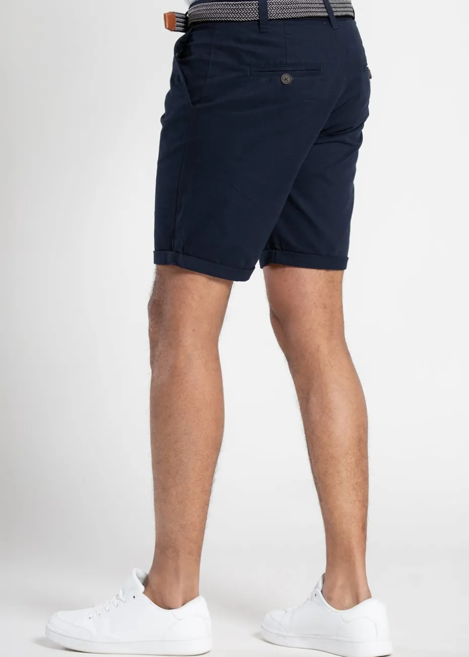Tokyo Laundry Navy Cotton Belted Chino Shorts