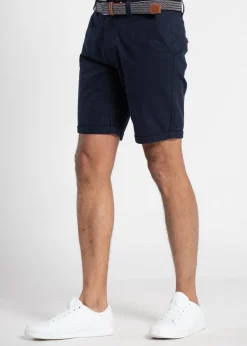 Tokyo Laundry Navy Cotton Belted Chino Shorts
