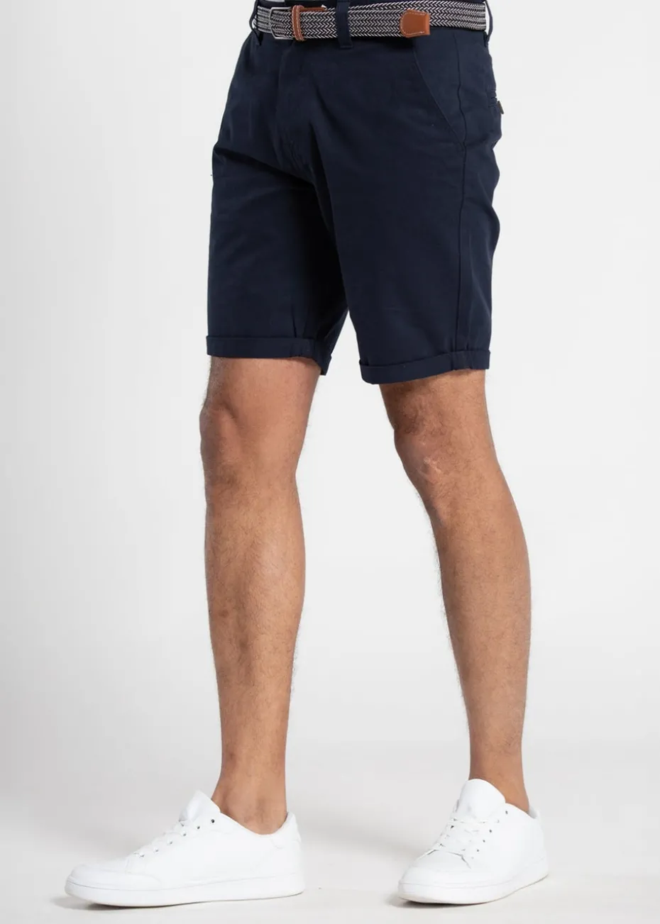 Tokyo Laundry Navy Cotton Belted Chino Shorts