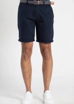 Tokyo Laundry Navy Cotton Belted Chino Shorts