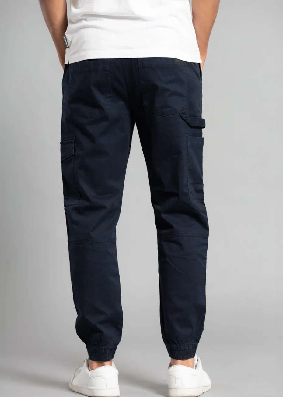 Tokyo Laundry Navy Cotton Drawstring Cargo Trousers