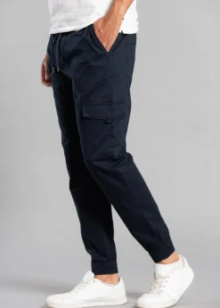 Tokyo Laundry Navy Cotton Drawstring Cargo Trousers