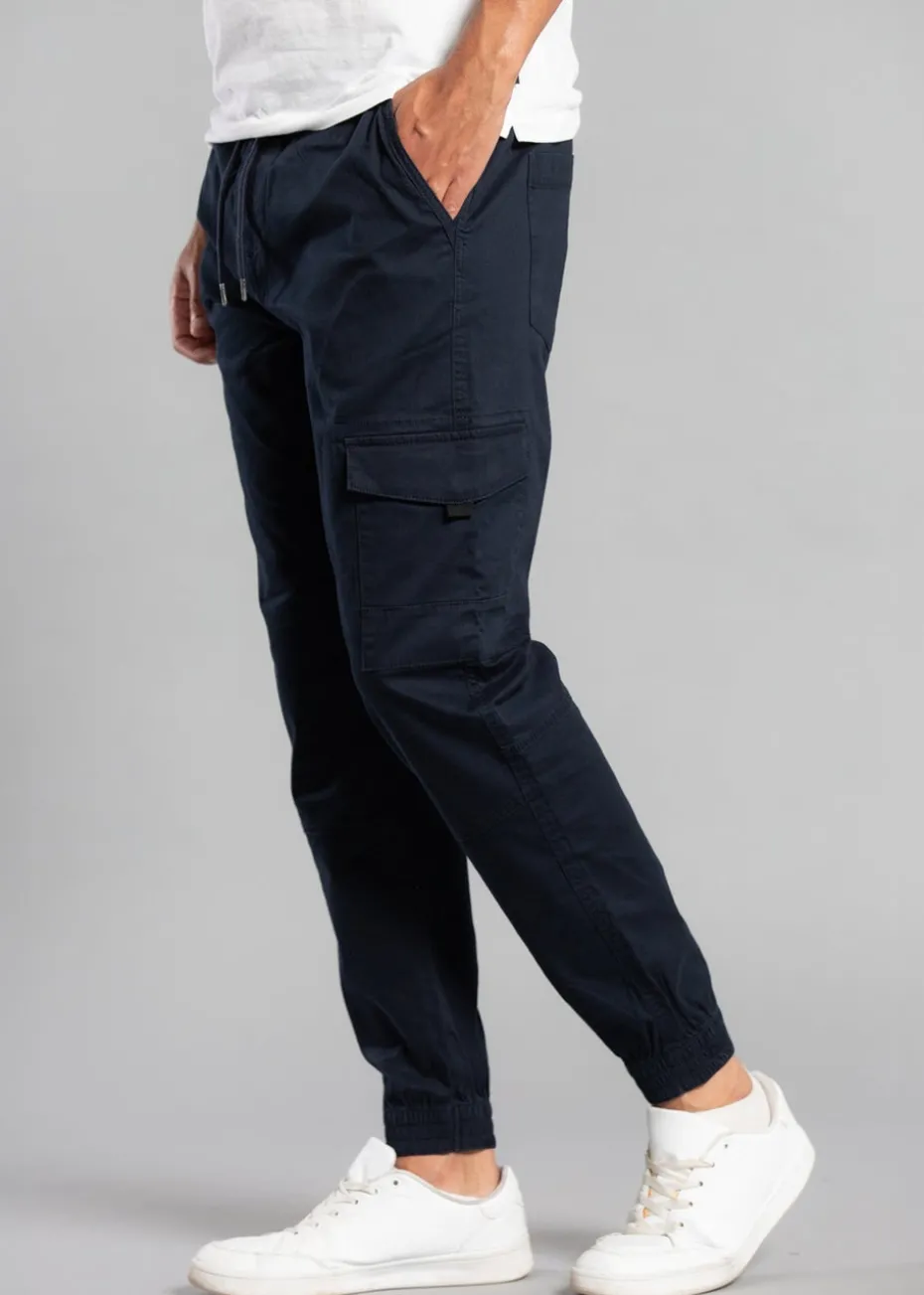 Tokyo Laundry Navy Cotton Drawstring Cargo Trousers