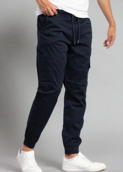 Tokyo Laundry Navy Cotton Drawstring Cargo Trousers